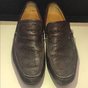 Men’s Original Gucci Print Brown Leather Loafers